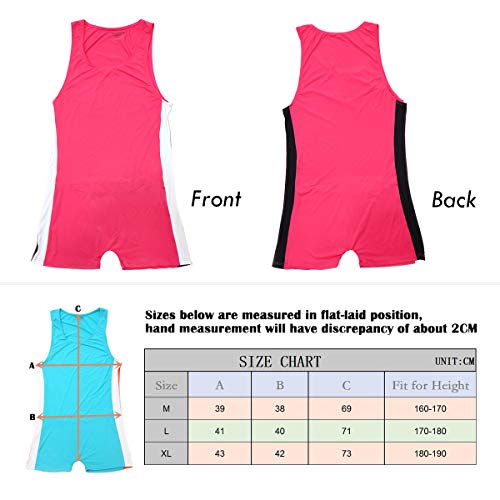 Yufeida Men's Athletic Supporters Bodysuit Slim Fit Active Wrestling Leotard Stretchy Base Layers Jumpsuit Boxer Singlet (L, Rose) #TOP5