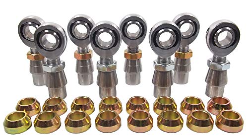 QSC 3/4 X 3/4-16 Chromoly 4-Link Rod End Kit with 3/4 Steel Cone Spacers & Bungs .120 Wall, Rod End, Heim Joint