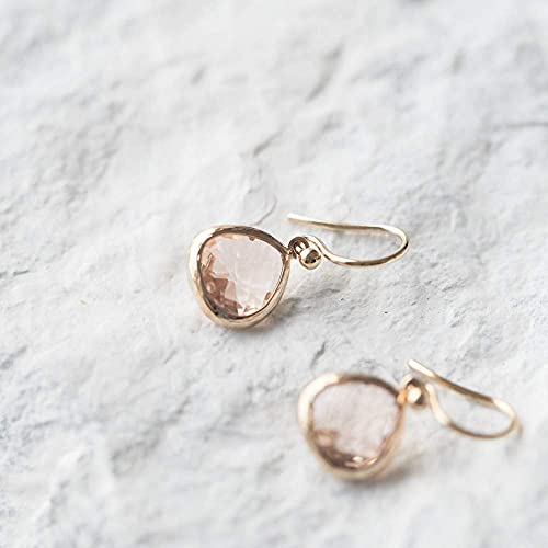 Dainty Simulated Champagne Topaz Dangle Earrings - 14k Gold-Plated, Hypoallergenic, Lightweight Simulated Citrine Drops, Minimalist Birthstone Jewelry by MJLULU2