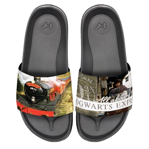 Popfunk Harry Potter Hogwarts Express 9 3/4 Unisex Adult Slides Adjustable Flip Flop Sandals Officially Licensed Hypd Slydr Switch™