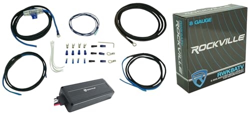 Rockville Bundle: (1) Rockville ATV300 Mono UTV/Motorcycle/ATV Amplifier IP65 Micro Powersport Amp Bundle with (1) Rockville RWK8ATV OFC Copper 8 AWG Gauge Amp Installation Wire Kit (2 Items)