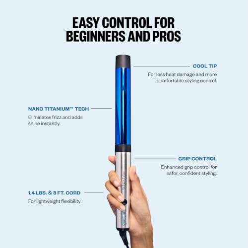 Image of BabylissPRO Nano Titanium Professional Curling Wand For All Hair Types, Reaches 430 Degrees For Long Lasting Curls