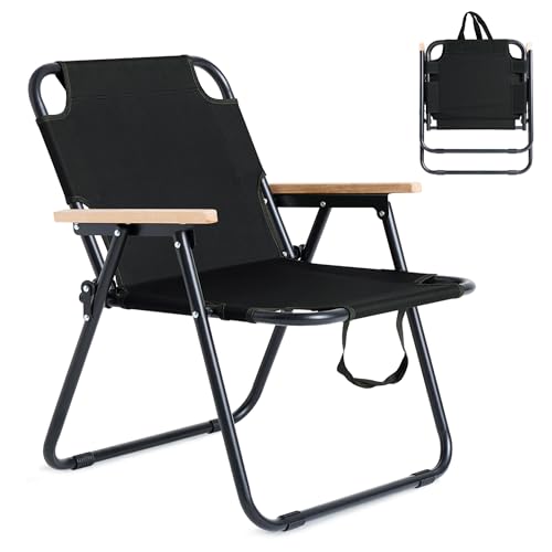 T-ZBDZ Chaise Camping Pliante Confortable, Chaise de Camping Pliable 200kg, Fauteuil Pliant Portable avec Accoudoirs, Fauteuil de Peche Chaises de Plage, pour...