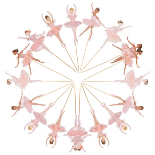 WESIEVYA 36 piezas Toppers de Pastel Bailarina Rosa Figuras de