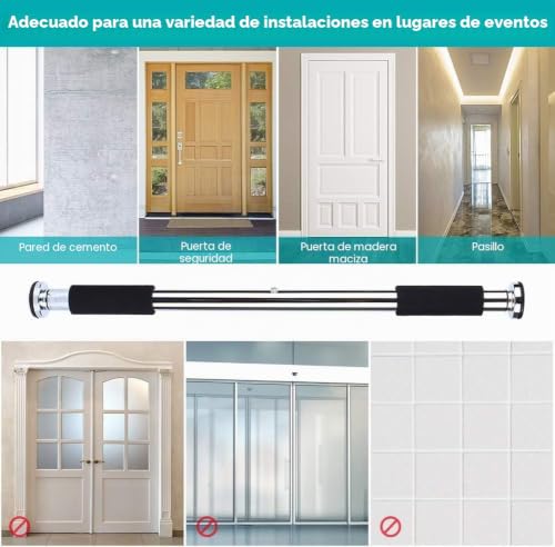 Barra de dominadas ajustable de 62 a 100 cm para puerta de casa 6