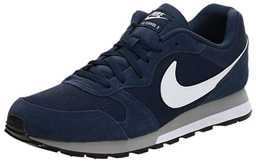 Nike MD Runner 2, Baskets mode homme - Bleu (Midnight Navy/White-Wolf Grey 410), 41 EU
