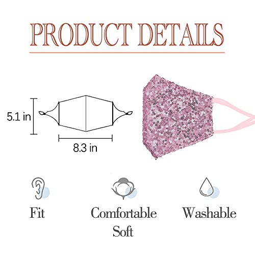 Image of Sparkly Sequin Face Cover Glitter Cotton Sequins Masc Masquerade Face Covering (B)