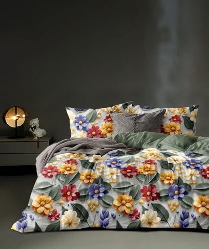 Image of Home 7D Print Fast Colour 210TC Cotton Bedsheet with Pillow Cover for Double Bed, King Size (Multicolor: 20)