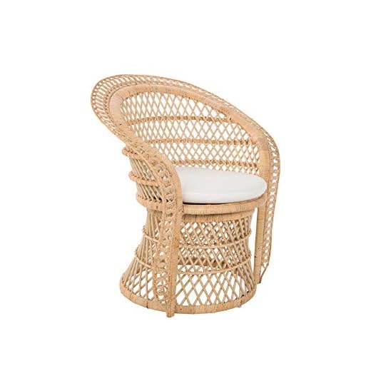 Kouboo Rattan Armchair or Lounge, Natural Peacock Style Dining Chair, Light Brown