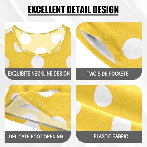 ALAZA Yellow Polka Dots Pajamas Short Sleeve 2 Piece Sleepwear Top and Bottom Pajama Set Unisex4