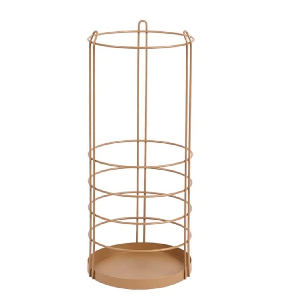 Soporte para paraguas de hierro forjado con acabados artesanales para decoración elegante
