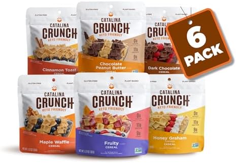 Catalina Crunch Protein Cereal Single Serve Pouches (1.27oz/pouch) 6 Flavors Variety Pack: Low Carb, Zero Sugar, Plant Protein, High Fiber, Gluten & Grain Free, Keto Friendly