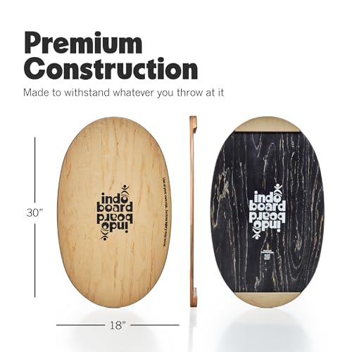 Image of The Original Indo Board - Balance Board Trainer for Core Strength, Stability & Athletic Performance - Surfing, Skateboarding, Snowboarding, Yoga, Physical Therapy & More. Includes Board and Roller.
