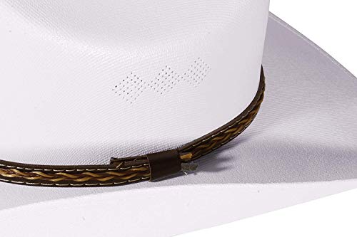 Enimay Western Cowboy & Cowgirl Hat Pinch Front Wide Brim Style (Small | Medium, Classic White)