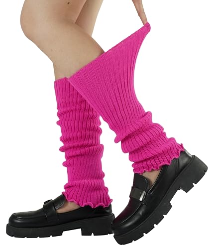 Image of BomKinta Leg Warmers for Women - Soft Fashion Knit Calf Accessories Gifts - Cute 80s Ruffle Leg Sleeves for Party Yoga