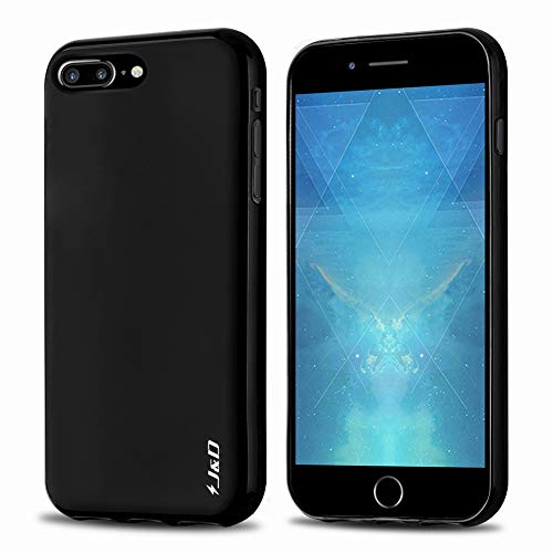 J&D Case Compatible for iPhone 8 Plus/iPhone 7 Plus Case, Drop Protection Slim Cushion Shock Resistant Protective TPU Slim Case for iPhone 8 Plus, iPhone 7 Plus Bumper Case, Black