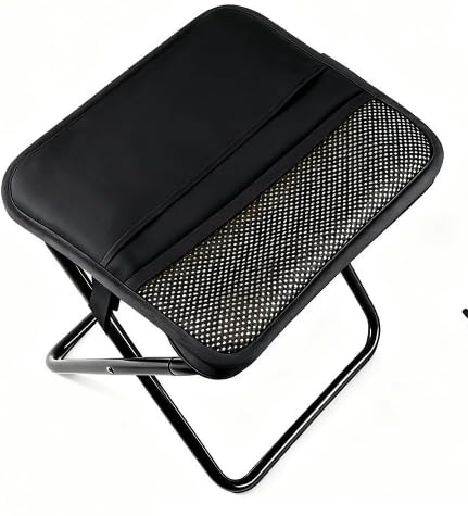 折りたたみ椅子軽量 コンパクトイス ェア ショルダー＆両面ポケット付き収納袋一体型 携帯チェア キャンプ 耐荷重 収納簡単折り畳み椅子 持ち運び チェア旅行 ハイキング お釣り (ブラック) [並行輸入品]