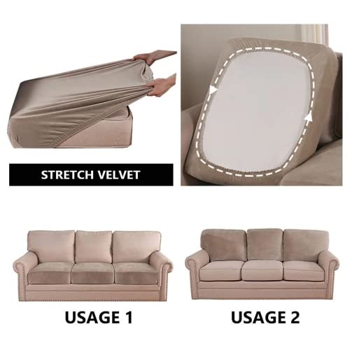 Funda sofa cojin separado en terciopelo verde oscuro talla plus S 5