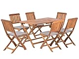Photo Gallery beliani set da giardino tavolo e 6 sedie pieghevoli in legno acacia 140 x 75 cm Photo Gallery beliani set da giardino tavolo e 6 sedie pieghevoli in legno acacia 140 x 75 cm