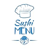 Restaurante asiático Sushi Menú Bar Cocina japonesa Calcomanías de pared 48x72.7cm Impermeable Azul