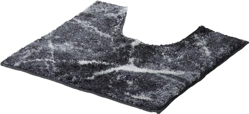 Erwin Müller WC-Umrandung mit Ausschnitt, rutschhemmend Marmor grau Größe 50x50 cm - sehr saugfähig, schnelltrocknend, für Fußbodenheizung geeignet