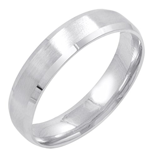 Men's 10k white gold 5mm comfort fit satin finish bevel…