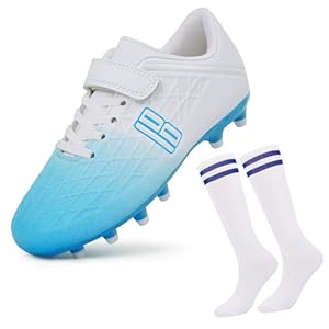 brooman Kids Firm Ground Soccer Cleats Boys Girls Football Cleats with Soccer Socks