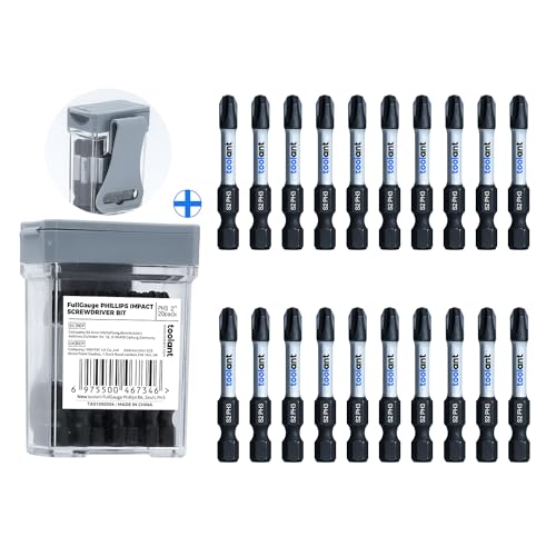 Image of toolant 2 Inch Phillips Bit#3 Magnetic Anti Slip Impact Screwdriver Bits Set,20pcs Insert S2 Steel PH3 Driver Dit Set with CNC Machined Tips for Power Drill