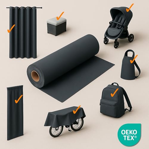 Polyesterstoff wasserdicht Stoff Meterware 5 m x 160 cm - markisenstoff markisenstoffe canvas und polsterstoff möbelstoff futterstoff segeltuch und vorhangstoff Graphit oeko-tex-zertifikat