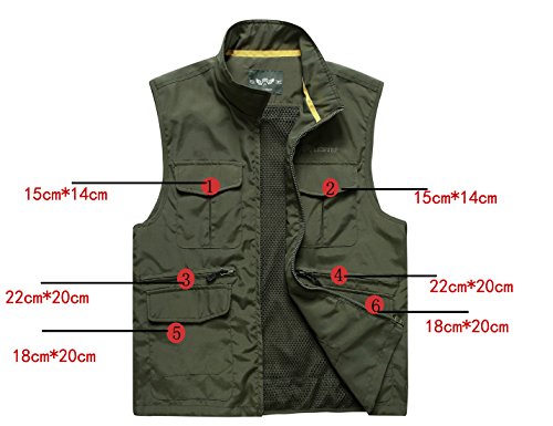 Image of Flygo Men's Casual Lightweight Outdoor Fishing Work Safari Travel Photo Cargo Vest Jacket Multi Pockets