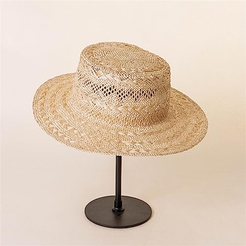 Chapeau de soleil en sisal fait main au design plat et ajouré haut de gamme