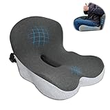 XZdream Memory Foam Seat Cushion,Office Chair Cushion with Lumbar Support for Back Pressure Relief, Car Seat Cushion with Adjustable Strap,Sciatica Pad Cushions for Car,Truck, Desk,Gaming Chair