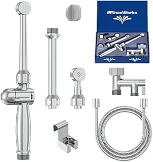 RinseWorks- All Brass Aquaus 360 Handheld Bidet Sprayer for Toilet - NSF Plumbing Code Certified for Legal Installation - Ergonomic Dual Thumb Pressure Controls- 3”-11” Spray Reach - 5 Year Warranty