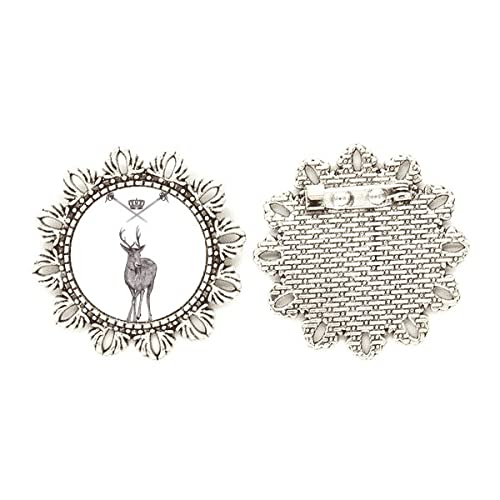Broche couronne d'élan baroque argent fleur pour veste et écharpe