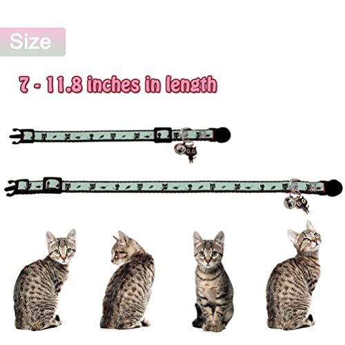 Image of 2 Pack Glow in The Dark Cat Collar with Bell Breakaway Safety Cat Puppy Collars with Pendant Purple and Black
