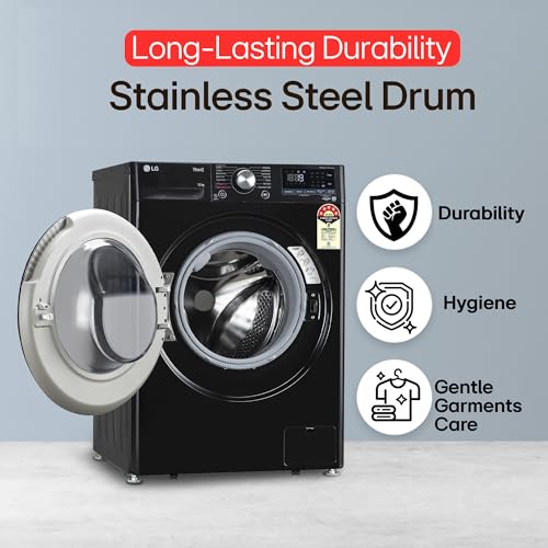 Image of LG 12 Kg, 5 Star, AI Direct Drive Technology, Wi-Fi, Steam Fully Automatic Front-Loading Washing Machine (FHP1412Z5O, Intelligent & Convenient Fabric Care, Allergy Care, Remote Control, Onyx Black)