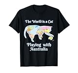 Funny World is a Cat Playing Map T-Shirt