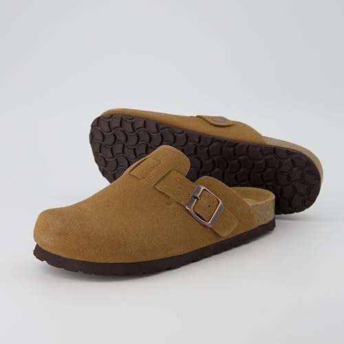 Image of CUSHIONAIRE Hana Womens Clogs | Comfortable Vegan Suede Clogs for Women | Slip On Potato Shoes with Cork Footbed & Arch Support | Memory Foam, Wide Widths Available