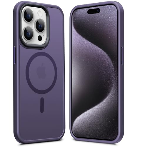 Anqrp Custodia Matt Kada per iPhone 15 Pro, sottile [Compatibile con MagSafe] Custodia protettiva magnetica e traslucida