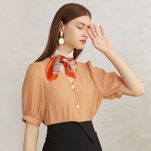 EXTREE Fashion Silky Satin Headscarf for Women Girls: Exquisite Pattern Lightweight Silk Graceful Scarfs 27.6 x 27.6 inches