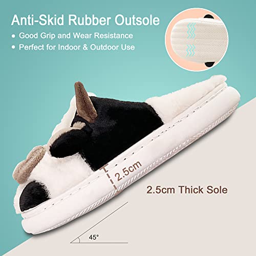 Cow Slippers for Women,Cartoon Animal Fuzzy Slippers,Winter Warm Women's House Slippers,Anti-Slip Indoor Outdoor for Man Wrap Heel2