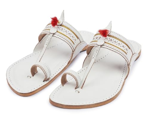 Image of KORAKARI Mens Kolhapuri Chappal, Handcrafted Sandal, Smooth and Comfortable Flip Flops Slipper Anti Slip Design Genuine Leather Traditional Footwear.