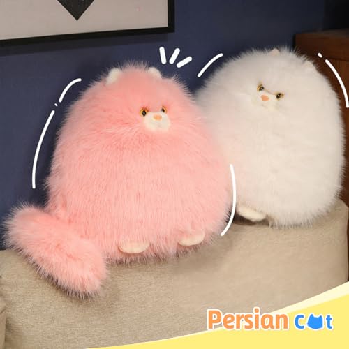 Image of PEACH CAT Fat Cat Stuffed Animal 11.8 inch Big Kitten Plushies Cute Plush Toys Birthday Gifts for Kids White