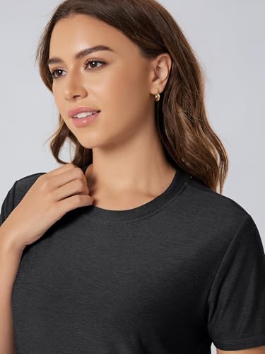 Image of ODODOS Women's Performance Cropped Tee Ultra Soft odSTRATUM Tech Short Sleeve Relaxed Top Crew Neck T-Shirts