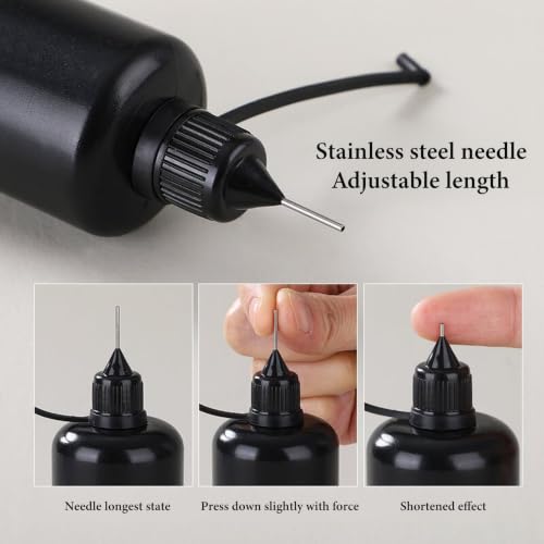Yeaxxsqy Bouteille à presser à pointe d'aiguille 6 pièces aiguille réglable de 100 ml, bouteille – vue 3