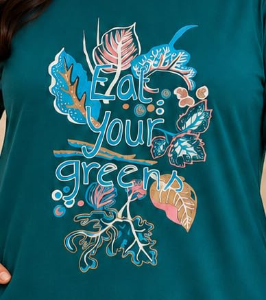 Image of RYSH Women's Plus Size Printed Nightshirt | Round Neck | 3 /4 Sleeve | Relaxed Fit Long Nightwear Top |