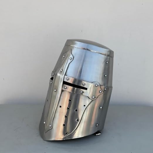 Medieval Templar Cross Crusader Helmet-Knight Helmet-Medieval Helmet-Cosplay Costume LARP Reenactment Great Helmet