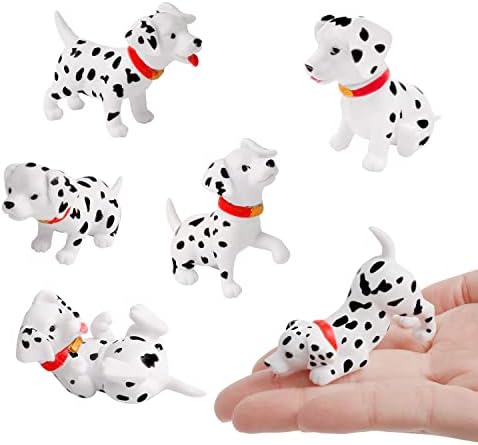 Exasinine Mini Dogs Miniature Figurines Fairy Garden Miniature Moss Landscape DIY Terrarium Crafts Ornament Accessories for Home Décor (Dalmatian, Set of 6)