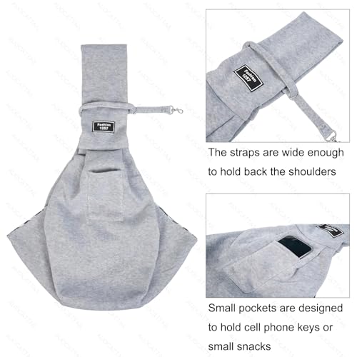AUOCATTAIL Small Dog Cat Sling Carrier Double-Sided Reversible Soft Fabric Portable Outdoor Subway Travel Hands-Free Pet Dog Cat Carrying Bag (Gray) AUOCATTAIL Small Dog Cat Sling Carrier Double-Sided Reversible Soft Fabric Portable Outdoor Subway Travel Hands-Free Pet Dog Cat Carrying Bag (Gray)