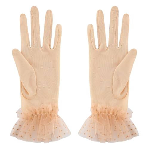 Women's Short Lace Tulle Sheer Mesh Gloves Opera Tea Party Gloves for Wedding Bridal Prom Banquet Costume4